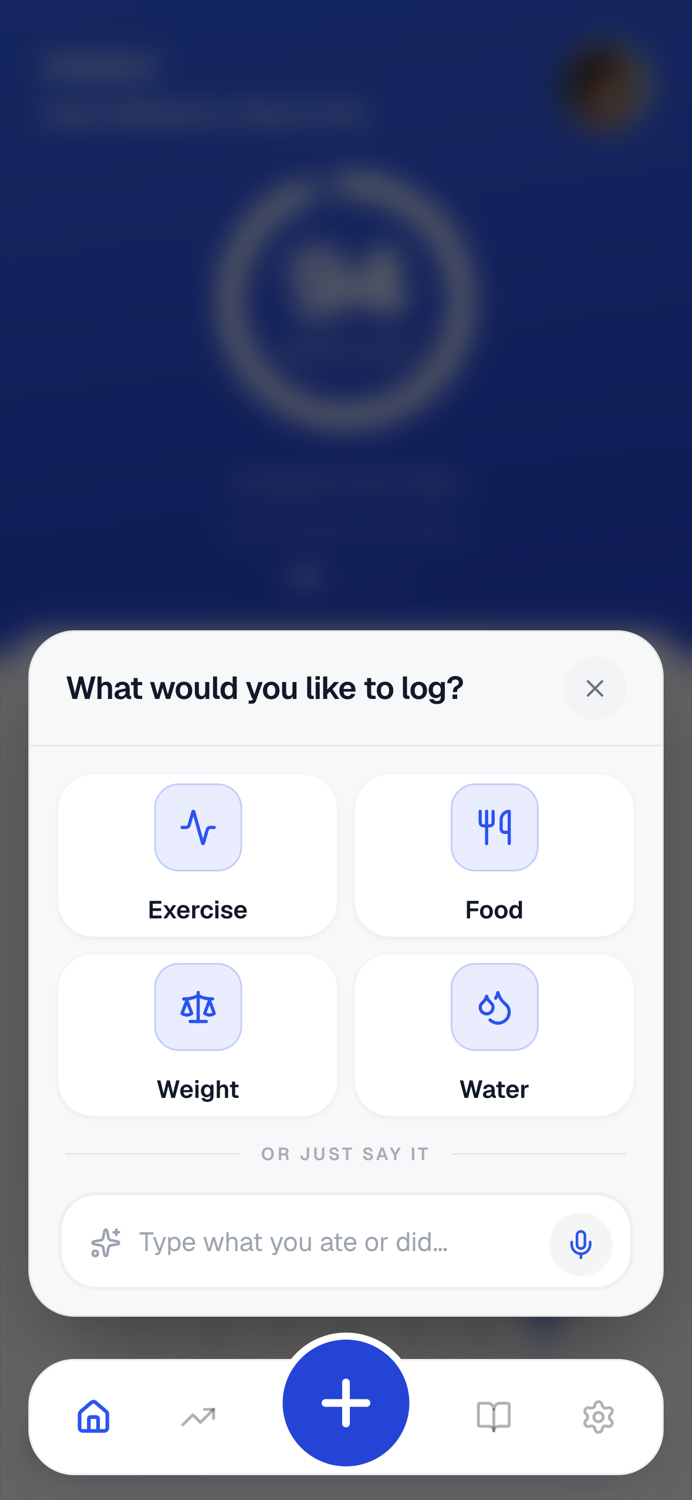logging a meal in whatevr — just say it or type it